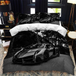 3D Prinditud Spordiauto Superauto Voodipesukomplekt 3D Prinditud Sobib Magamistuppa Tekikottikomplekt Padjap&uuml;&uuml;ridega Lapsed Kodu Tekstiil EU Single(135*200cm)3pcs white