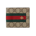 Gucci klassikaline logo mesilase tikandiga triibuline Web l&uuml;hike kahekordne l&otilde;ikega l&otilde;uendi ja nahast rahakott Meeste rahakott Eebenipruun 408827-KLQCN-8461 Basic Set (Bag+Dust Bag)