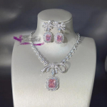V&otilde;luv Lillega Lab Diamond Ehtekomplekt 14K Valgest Kullast Pulmadeks Engagementiks K&otilde;rvar&otilde;ngad Kaelakee Naistele Pruudi T&otilde;otuse Kingitus resizable