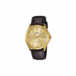 Casio STANDARD Seeria ENTICER Seeria Lihtne &Auml;ri Kvartsmehhanism Nahkrihm Jaapani ja Korea Kell Meeste's Kell Kuldsest sihverplaadiga MTP-1183Q-9A kuld