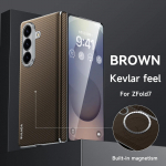 Luksuslik s&uuml;sinikkiust mustriga n&auml;htamatu magnetiline juhtmevaba laadimise k&otilde;va &uuml;mbris Samsung Galaxy Z Fold 7 6 jaoks PC-hinge kaitsekattega Galaxy Z Fold7 pruun
