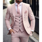 Roosad luksuslikud meeste &uuml;likonnad 2024 Terno Slim fit 3-osaline Jakk P&uuml;ksid Vestiga Pruut Pulma smoking Kost&uuml;&uuml;m Homme Ametlik s&uuml;ndmus Terno S roosa