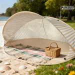 2-inimese rannatelk 2-sekundilise kiirpaigaldus Pop-Up p&auml;ikesekaitsekatteks, kokkupanekuta, kaasaskantav v&auml;likate rannale, piknikule, parki, telkimiseks