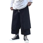 Meeste laia l&otilde;ikega p&uuml;ksid hip-hop laia s&auml;&auml;rega p&uuml;ksid taskutega vabaaja must kihiline p&uuml;ks igap&auml;evaseks kandmiseks t&auml;navamood XL must