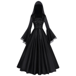 N&otilde;ia kost&uuml;&uuml;m Must seelik Gooti riietus kapuutsiga Halloweeni n&otilde;ia riietus Kost&uuml;&uuml;mikleit kummitusmaja Cosplay &uuml;rituse teatri jaoks black