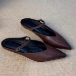 Uue stiili elegantsed nahast sandaalid, varbaid katvad muulad, sussid, moodsad madalad slip-on klipid, kingad, mugavad naiste jalatsid 35