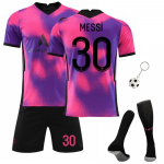 Laste spordir&otilde;ivad, Messi PSG kolmas v&otilde;&otilde;rsil jalgpallis&auml;rgi komplekt, Jalgpallivorm s&auml;rk ja l&uuml;hikesed p&uuml;ksid komplektina, Hingav kiiresti kuivav kangas noorte treeningkomplekt 120-130 CM