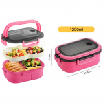 Kahekihiline l&otilde;unakast &uuml;li&otilde;pilase kontorit&ouml;&ouml;taja Bento Box v&auml;lipikniku puuviljatoidukonteiner Kerge salat v&auml;hendav s&ouml;&ouml;gikorda l&otilde;unakotid 1200ml&2 punane