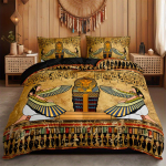 3 tk voodipesukomplekt Egiptuse vaarao valvur 3D-tr&uuml;kiga hubane tekikoti komplekt Kuningas Kuninganna Twin &Uuml;ksik Suurus S&uuml;nnip&auml;evakingitus Magamistoa kaunistus 135x200cm brown