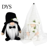 Pruut ja peigmees pehmed figuurid 2 tk/komplekt Nukkpitsiline disain Painutatavad k&auml;ed Riidest k&auml;&auml;busnina &Otilde;iekaunistus Pulma kingitused Nukk 2pcs black