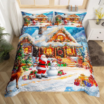 Merry Christmas lumemees 3D prindiga voodipesukomplekt V&auml;rske stiil Mugav pehme tekikott King Queen Twin suurus S&uuml;nnip&auml;evakingitus Magamistoa dekoratsioon EU Single 135*200cm/53x79in 3pcs gray