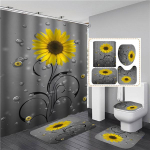 Veekindlad du&scaron;ikardinate komplektid vaipadega Lilletr&uuml;kk Vannitoatooted WC-istmekate libisemiskindel p&otilde;randamatt WC-vaibad vaip 4PCS Full Set