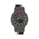 CASIO Custom Collection Elektroonilise liikumisega Unisex Must sihverplaat GA-2100-1A1(Team788--) Black Rainbow black