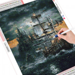 5D teemantmaaling maastik Teemanttikandid Sailboat Full Diamond 20X30