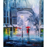 5D DIY teemantmaal  Lovers Walking In Rain  Tikand Ristpistes Rhinestone'i mosaiikmaal 20X30CM