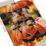 Teemanttikandid t&auml;iskomplekt koer teemantmosaiik Halloweeni 5d teemantmaaling &uuml;mmarguse kiviga 20X30CM