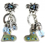 Les Tr&eacute;sors De Lily [E0577] - Boucles Cr&eacute;ateur 'Tour du Monde' Bleu sinine