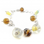 Les Tr&eacute;sors De Lily [E6260] - Bracelet Argent 'Valse Murano' Beige Marron beež