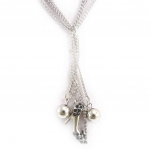 Les Tr&eacute;sors De Lily [J7968] - Collier cr&eacute;ateur 'Scarlett' noir argent&eacute; (chaussure) must