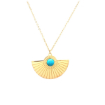 Les Tr&eacute;sors De Lily [Q5030] - Collier cr&eacute;ateur acier 'Cl&eacute;opatra' turquoise dor&eacute; - 30x20 mm t&uuml;rkiissinine