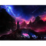 T&auml;ielik 5D Teemantmaaling Maastiku Meteor Du&scaron; Tikand Ristpistes Kodukaunistus K&auml;sitsi valmistatud 25x30cm