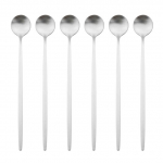 6 tk. Kuldne pika varrega lusikakomplekt Matte roostevabast terasest s&ouml;&ouml;giriistade komplekt, poleeritud segav jook j&auml;&auml;tis magustoidu teelusikas h&otilde;be