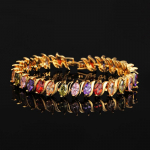 WWJ tippkvaliteetne kuldse v&auml;rviga ovaalse kujuga kuubikujuline tsirkooniumoksiidist tennisek&auml;ev&otilde;ru mitmev&auml;rviline