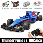 MOLD KING 18024 tehniline kiirus auto plokid RC F1 Super Racing sportautode ehituskomplektid klotsid M&auml;nguasjad lastele poiss-s&otilde;bra kingitused sinine