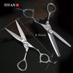 TITAN Professionaalne juuksuri k&auml;&auml;ride komplekt Juuksel&otilde;ikus Juuksur L&otilde;ikamine Harvendav K&auml;&auml;rid 6tolline L&otilde;igatud Juuksek&auml;&auml;rid 440c Roostevaba teras 6.0inch