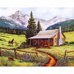 5D DIY teemantmaaling Scenic Country Horse Teemanttikandid T&auml;ismosaiikkomplektid Ristpistes Kodukaunistus K&auml;sitsi valmistatud kingitused Round 20x30cm