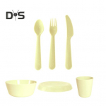 1 komplekt Nordic Style S&ouml;&ouml;giriistade komplekt lastele Kukkumiskindel vastupidav harjutus, lusikakahvlite komplekt kollane