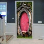 3D puuaugu puidust ukse ukse kleebis isekleepuv tapeet DIY renoveerimine veekindel plakat magamistuba 77X200cm