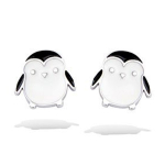 Les Tr&eacute;sors De Lily [R3769] &ndash; h&otilde;bedased k&otilde;rvar&otilde;ngad  Penguin , valge must h&otilde;be (roodiumiga kaetud) - 8x8mm valge