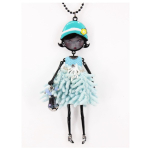 Les Tr&eacute;sors De Lily [R6263] &ndash; Disainer pikk kaelakee  Lilipoupettes  (liigendatud nukk) must t&uuml;rkiis - 80 cm - 11x5 cm t&uuml;rkiissinine