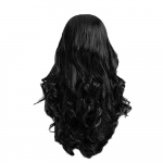 Pikk moodne seksikas naiste naiste parukas, kuumakindel mustad varjundid One Size must