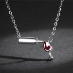 Ramidose veinikaelakee Love Wine Cheers punane emailiga s&uuml;dameripats kaelakee ehte kingitus 10&times;8&times;2cm h&otilde;be