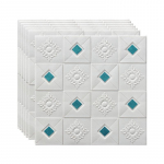 3D Stereo Seinakleebised Tapeet Isekleepuv lagi Dekoratiivne Suure suurusega Paneelid Katus Vaht Tapeet Elutoa Kodusisustus 10PCS sinine