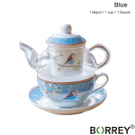 Lilleteekann keraamiline teetass alustass Kuumakindel klaasist teekannfilter portselanist kontori kohvitass kruusi p&auml;rastl&otilde;unakomplekt sinine