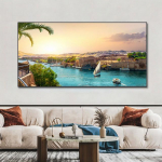 Maastik Suure Niiluse j&otilde;e panoraamvaade Paat j&auml;rve l&otilde;uend Maalimine Plakatid ja tr&uuml;kised Seinakunst Elutuba Kodukaunistus Ilma raamita 20cm&times;40cm NoFrame