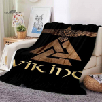 Viking Logo Design Tekid vooditele Kodu Reisimine T&auml;iskasvanute Flanellist tekk diivanvoodile Elutoa Diivan Laps Hoia soojas 100x150cm