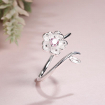 Cherry Blossom Ring Women Open Flower Index S&otilde;rmus Peach Blossom Tail Ring h&otilde;be