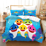 3D-lastetuba Multifilmi tr&uuml;kkimine voodipesukomplekt Baby Shark tekikate padjap&uuml;&uuml;r 2/3 t&uuml;kki DE100 * 135 t&auml;issuuruses dekoratiivne tekikate Baby 100x135cm