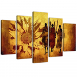 Viieosalise pildiga l&otilde;uendiprint Africa Warrior 100x70 pruun