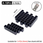 10 tk. komplekt 6/8/10/12/15 auku kuuskant varrega kruvikeeraja otsaku hoidik Plastikust kruvikeeraja peaga hoiustamine puuritera statiiv Toitetarvikud