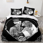 3D Halloweeni voodipesu komplekt Scary Skull Head tekikott 2/3 t&uuml;kki poisituba AU140 * 210 majapidamistarbed pehme ja kergesti puhastatav lukuga kodukomplekt DE 100x135cm