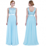 Naistele, tikitud &scaron;ifoonist pruutneitsi pidulik kleit, pikk &otilde;htukleit S taevasinine v&auml;rv