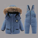 Laste talvine kaheosaline polsterdatud jope sooja polsterdatud jopega 110 sinine