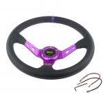 Universaalsed autotarvikud 14-tolline 360 ​​mm seemisnahast/PVC-st v&otilde;idus&otilde;iduautode roolirattad Deep Corn Drifting Sport Steering lilla