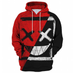 XOXO mustriga moekujuga kurad naeratava n&auml;oga 3D-printeriga kapuuts Meeste mood vabaaja naljakas pullover hip-hop kapuuts M