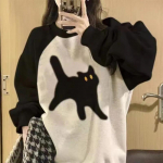 Polsterdatud sviiter naiste s&uuml;gis- ja talvine kassi avara polsterdatud &uuml;mara kaelusega kampsun, mugavad vabaaja mitmek&uuml;lgsed topid M